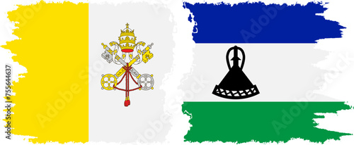 Lesotho and Vatican grunge flags connection vector