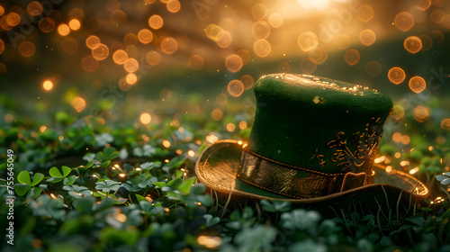 Happy St Patricks Day cap background on a green background. High-resolution photo