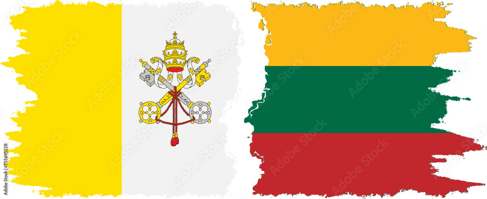 Lithuania and Vatican grunge flags connection vector Lithuania and Vatican grunge flags connection vector