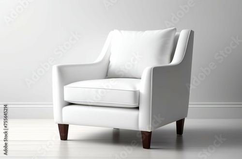White armchair scandinavian style in white room