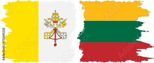 Lithuania and Vatican grunge flags connection vector