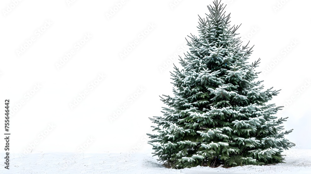 A large evergreen tree covered in snow A large evergreen tree covered in snow