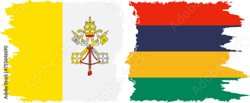 Mauritius and Vatican grunge flags connection vector
