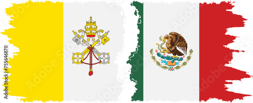 Mexico and Vatican grunge flags connection vector
