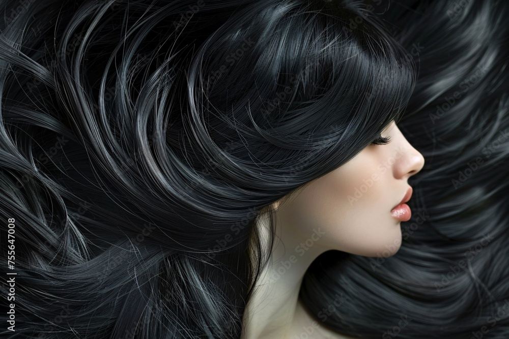 Portrait of a woman with beautiful black hair. Portrait of a woman with beautiful black hair.