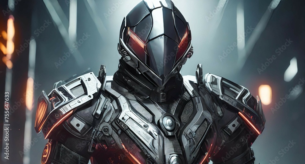 Fototapeta premium 詳細なSFスーツのクローズアップ、未来的なレンダリング