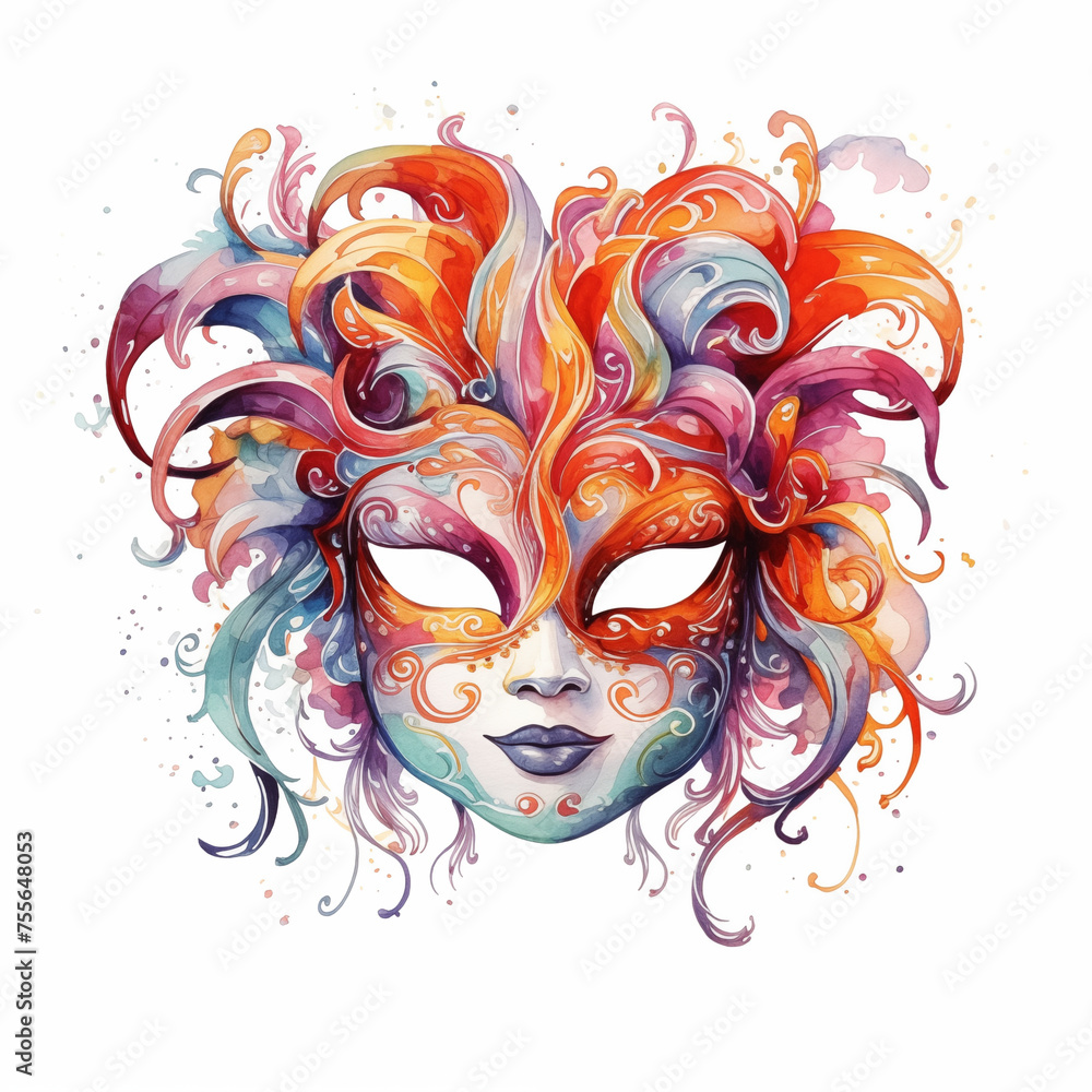 carnival face mask clipart watercolor illustration on white background, carnival face mask clipart watercolor illustration on white background,