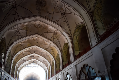 Architectural details of Lal Qila - Red Fort situated in Old Delhi, India, View inside Delhi Red Fort the famous Indian landmarks photo