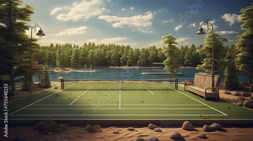 Cozy tennis court and beautiful scenery all around