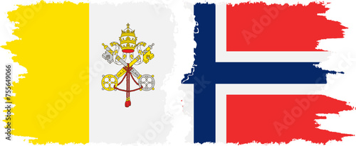 Norway and Vatican grunge flags connection vector