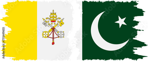 Pakistan and Vatican grunge flags connection vector