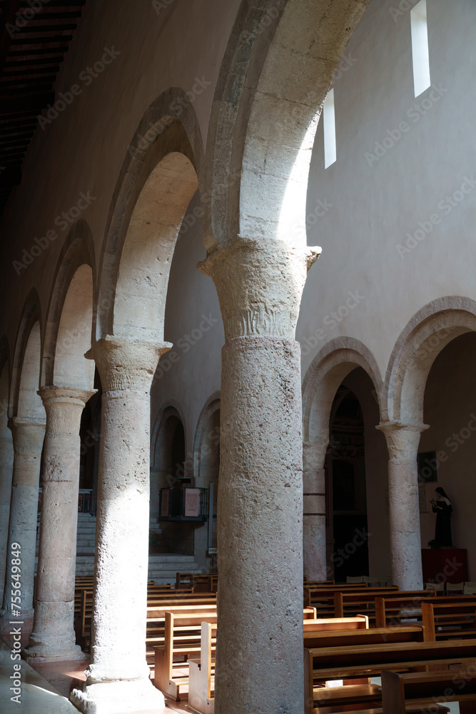 Historic buildings of Bevagna, Umbria, Italy: San Michele church interior