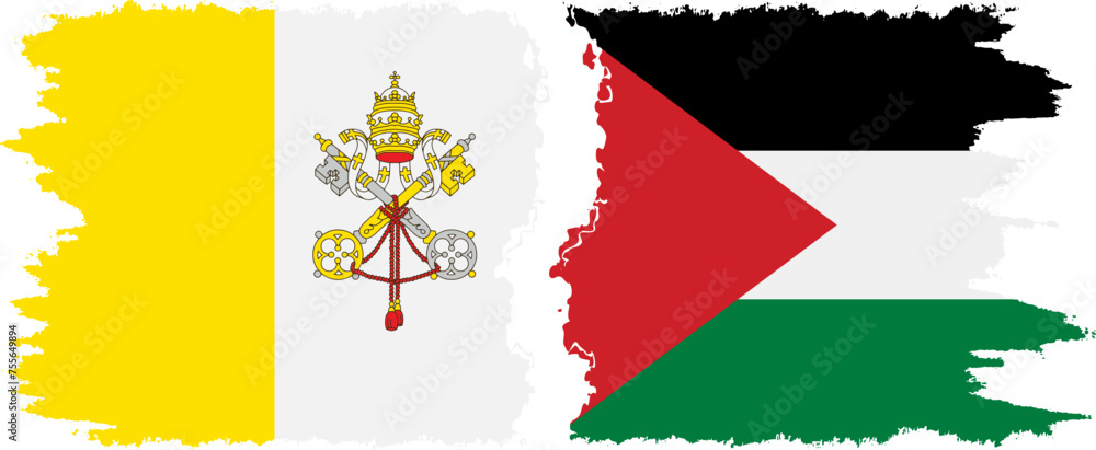 Palestine and Vatican grunge flags connection vector Palestine and Vatican grunge flags connection vector