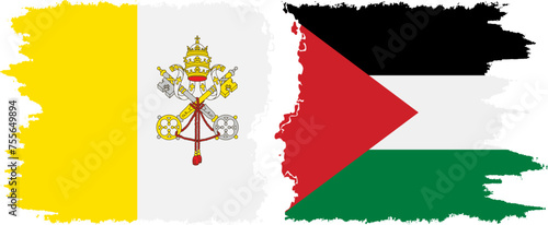 Palestine and Vatican grunge flags connection vector