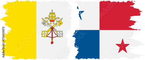 Panama and Vatican grunge flags connection vector