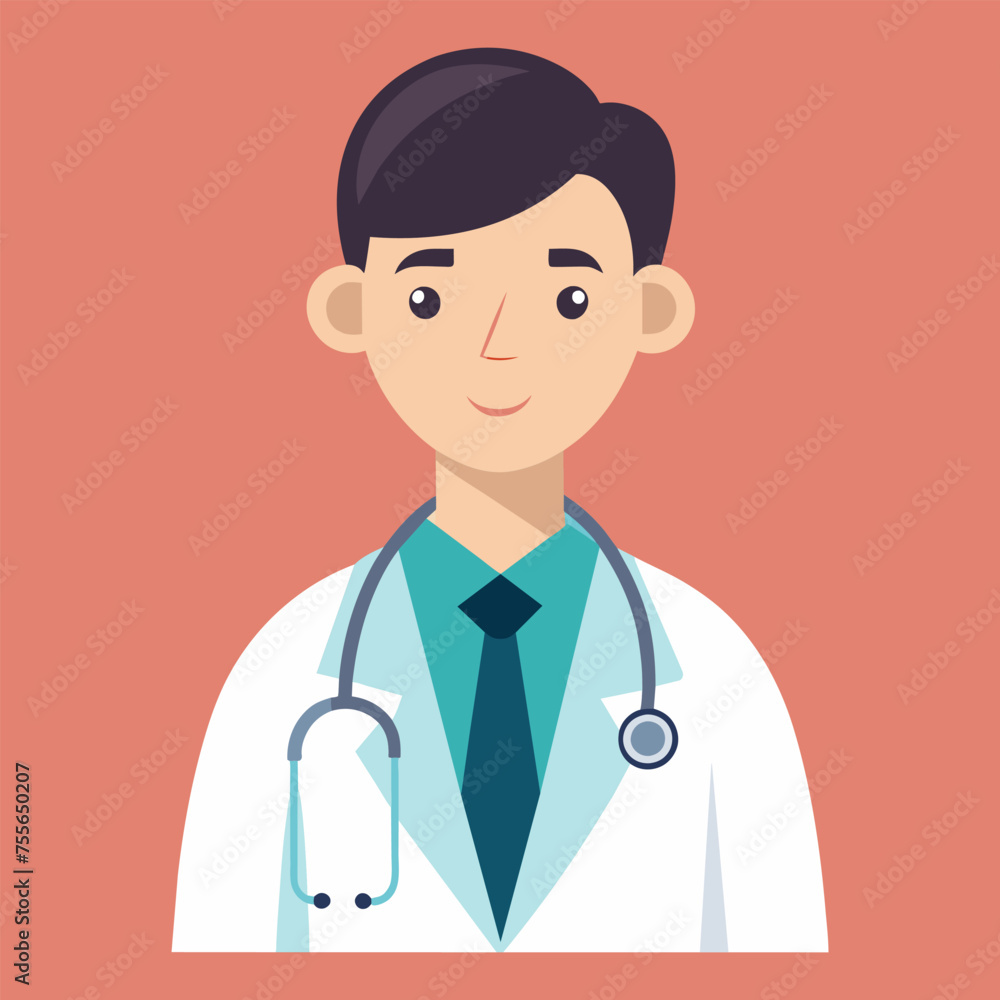 Vector flat doctor with stethoscope character illustration