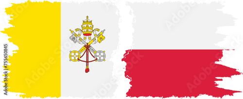 Poland and Vatican grunge flags connection vector