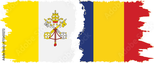 Romania and Vatican grunge flags connection vector