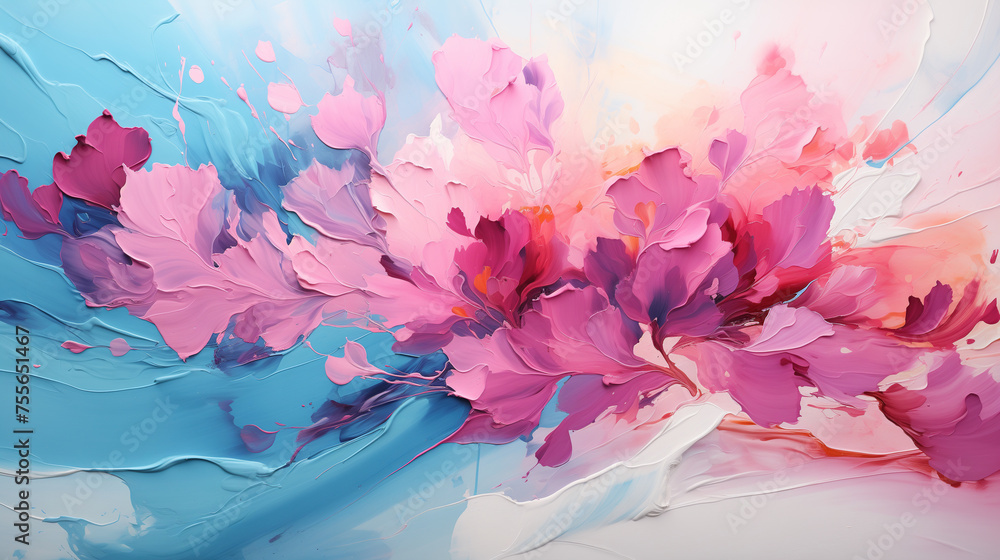 Abstract cherry blossom painting, floral design for prints, postcards or wallpaper