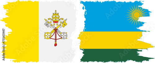 Rwandan and Vatican grunge flags connection vector