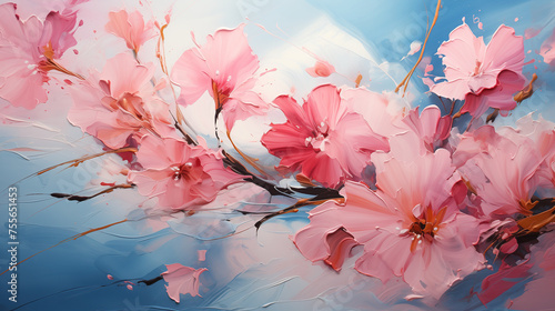 Abstract cherry blossom painting  floral design for prints  postcards or wallpaper