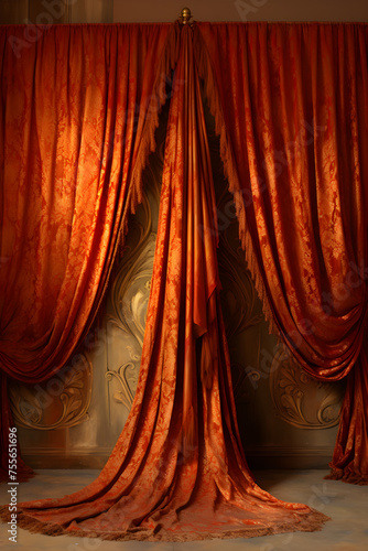 Intricately Designed Luxurious Curtains Enhancing Room Decor and Radiating Warm Hues
