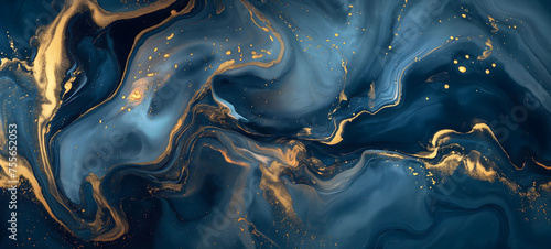 Abstract Blue and Gold Marble Texture Background