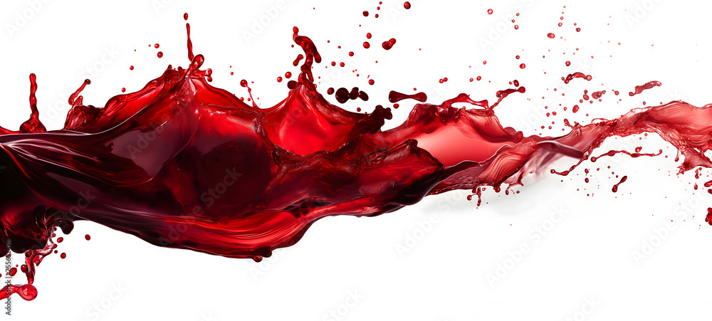 Dynamic Red Paint Splatter on White Background