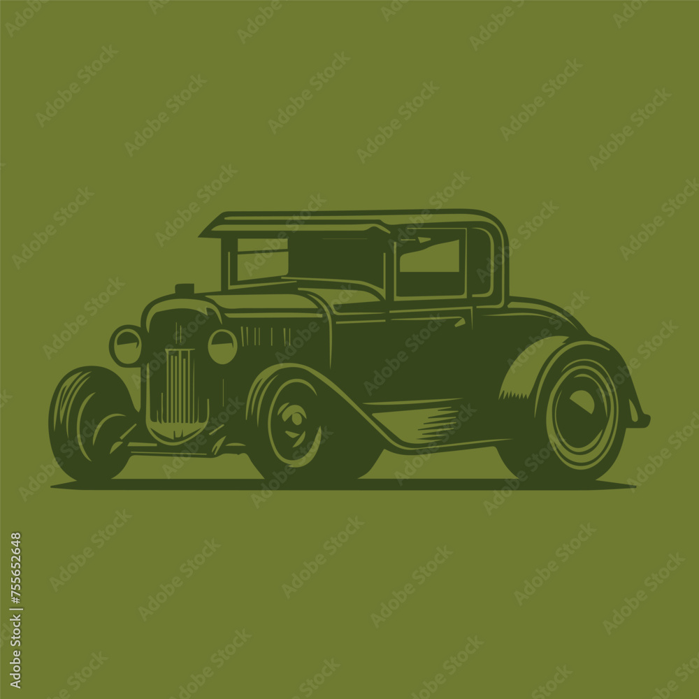 Print Vintage Racer Hot Rod Car Vector Illustration