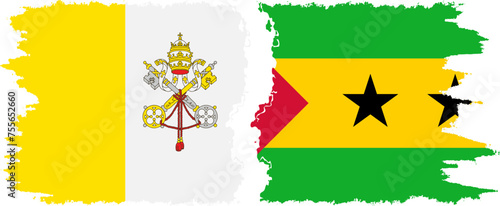 Sao Tome and Principe and Vatican grunge flags connection vector