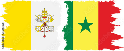 Senegal and Vatican grunge flags connection vector