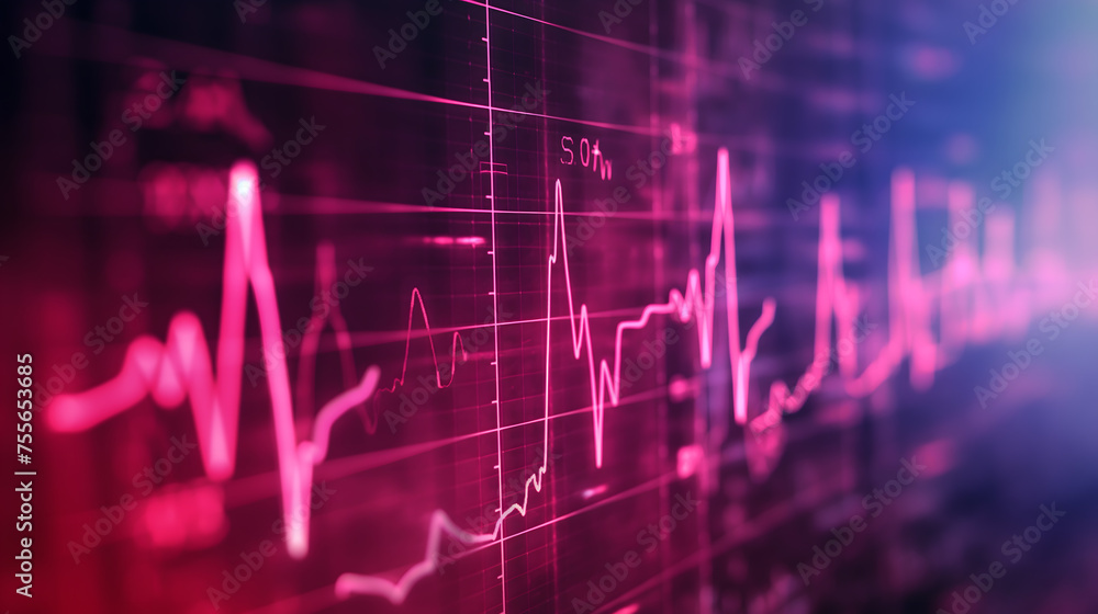 Dynamic Stock Market Chart Data Visualization in Red and Purple Tones - obrazy, fototapety, plakaty 
