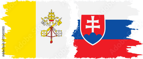 Slovakia and Vatican grunge flags connection vector