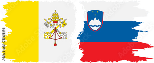 Slovenia and Vatican grunge flags connection vector