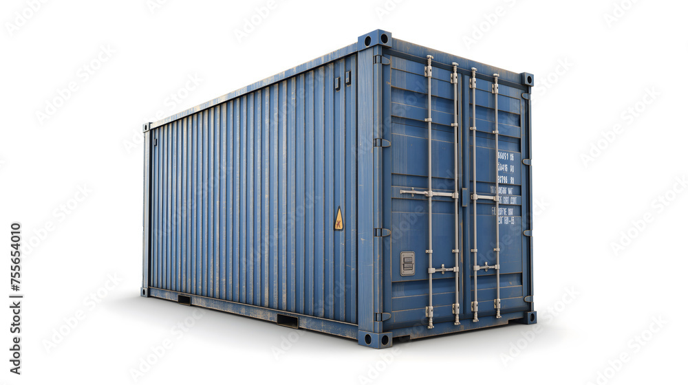 Rusty Blue Shipping Container Isolated on White Rusty Blue Shipping Container Isolated on White