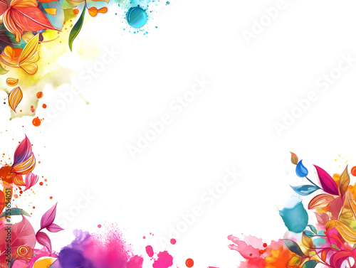 Vibrant Watercolor Floral Design with Color Splashes Background