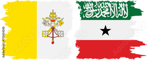 Somaliland and Vatican grunge flags connection vector