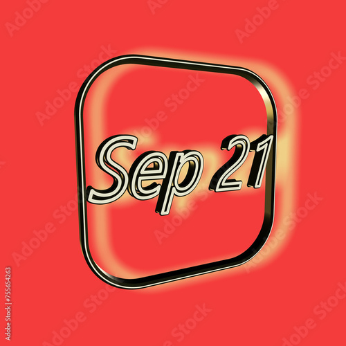 Datum: 21. September - Wort, Schriftzug bzw. Text als 3D Illustration, 3D Rendering, Computergrafik