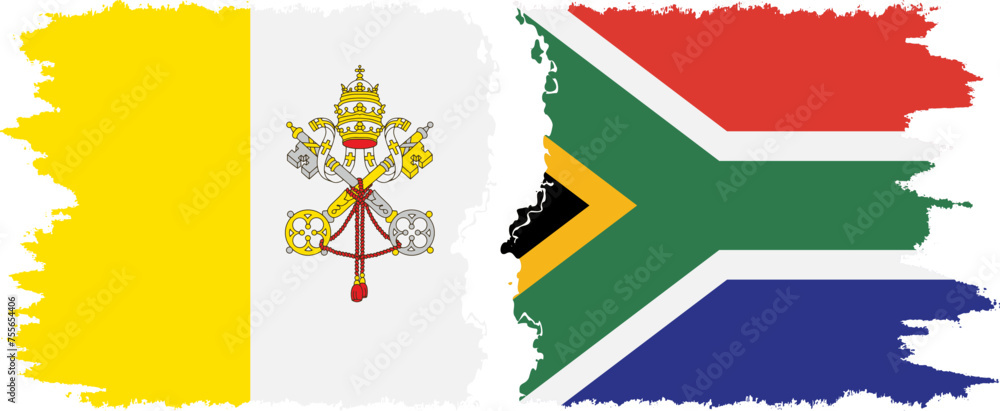 South Africa and Vatican grunge flags connection vector South Africa and Vatican grunge flags connection vector