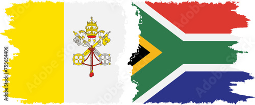 South Africa and Vatican grunge flags connection vector