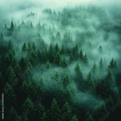 Misty Forest Atmospheric Nature Background  ai technology