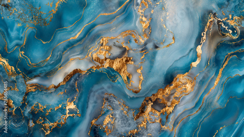 Abstract Blue and Gold Marble Texture for Creative Design