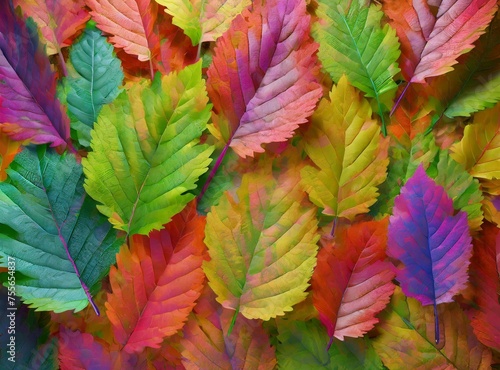 Multicolored leaves texture template background