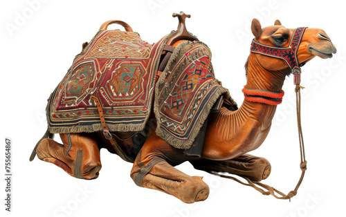 Handcrafted Saudi Arabian Camel Saddle On Transparent Background.