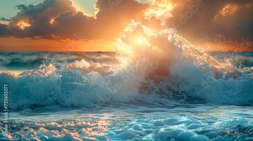 Generate an image capturing the dynamic energy of a seascape