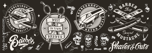 Barber monochrome vintage set labels