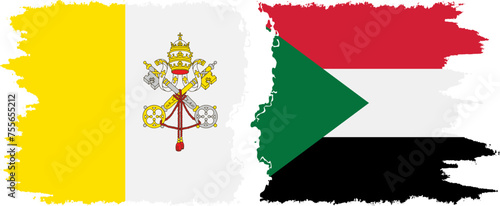 Sudan and Vatican grunge flags connection vector