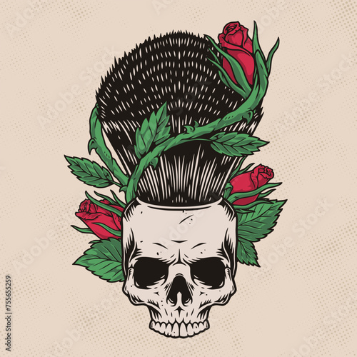 Shaving brush vintage sticker colorful