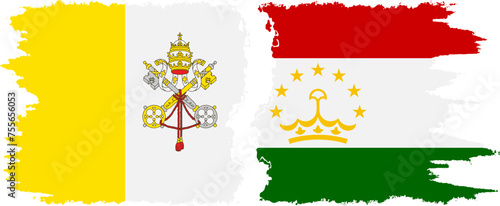 Tajikistan and Vatican grunge flags connection vector