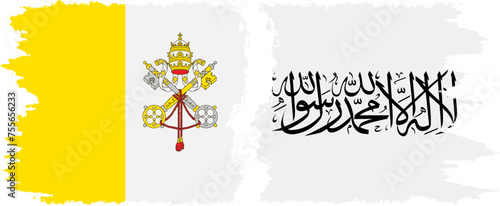 Afghanistan and Vatican grunge flags connection vector